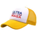 Gelbe und weiße Trucker-Cap aus Schaumstoff mit Ultra Maga-Druck und Netzrücken - Gelb