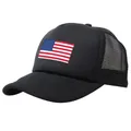 Klassische schwarze Trucker-Kappe mit US-Flaggen-Druck und Netzgewebe hinten - L / Schwarz
