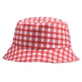Cappello da pescatore a scacchi rossi e bianchi per protezione solare esterna - Taglia Unica Adulto(56-58cm) / Quadri Rossi