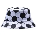 Unisex Fischerhut mit Fußballmuster-Druck und klassischem Schwarz-Weiß-Design - M (Erwachsene Einheitsgröße 56-58cm) / Weiß