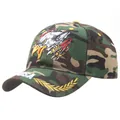 Jungle camouflage baseball cap featuring eagle embroidery and USA brim detail - One Size / Camo Eagle Claw Style