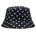 Classic black bucket hat with white polka dots for UV protection and sun shielding - M (Adult 56-58cm) / Black