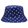 Classic navy blue sun bucket hat with white polka dots for UV protection outdoors - M (Adult 56-58cm) / Blue
