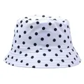 Chic black polka dot bucket hat for sun protection with breathable white fabric - M (Adult 56-58cm) / White