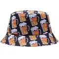 Bob noir en toile de coton avec imprimé numérique de chopes de bière pour les vacances - M (Adulte 56-58cm) / Bière Noire 1