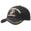 Black USMC Veteran baseball cap with eagle anchor embroidery and The Few The Proud text - One Size / Black USMC VETERAN Style