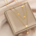 Collana lunga a Y dorata multistrato con ciondoli a cuore in acciaio inossidabile lucido - Oro Multi-Cuore a Y (N1117)