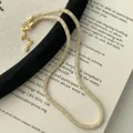 S925 sterling zilveren kristal gevulde gouden mesh ketting met verstelbare sluiting - 925 zilver / Goud