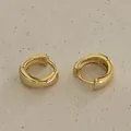Minimalist S925 sterling silver huggie hoop earrings with polished golden finish - 925 Silver / Gold Color