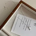 Κολιέ φιόγκος από ασήμι S925 με κρεμαστό ζιργκόν σε σχήμα δακρύου και ασημί φινίρισμα - Ασήμι 925 / Ασημί