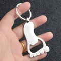 Polished silver zinc alloy foot-shaped bottle opener keychain for beer and gifts - Footprint Style (GX-023) / Silver