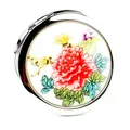 Détail d'un miroir de poche pliable avec un motif artistique de pivoine rouge élégante - Pivoine Rouge