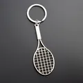 Portachiavi a racchetta da tennis in metallo argento lucido souvenir sportivo elegante - Racchetta da Tennis Con Anello