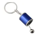 Porte-clés levier de vitesse bleu créatif avec levier mobile et anneau en métal - Bleu