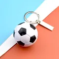 Llavero mini balón de fútbol con anillo de metal y placa rectangular grabable - Fútbol con Etiqueta