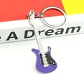 Creative purple electric guitar keychain made of metal alloy with enamel lacquer finish - Purple