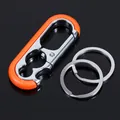 Multifunctional metal car keychain with orange non-slip grip and dual key rings - Orange