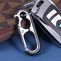 Multifunctional metal keychain with bottle opener and carabiner hook for car keys - Black