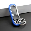 Multifunktionaler Auto-Schlüsselanhänger aus Metall mit blauem Antirutschring und zwei Ringen - Blau