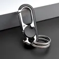 Silber-schwarzer Metall-Schlüsselanhänger mit Flaschenöffner und Doppelringen für Herren - Schwarz
