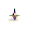 Iridescent metal stress relief spinning top toy with polished rainbow finish - Iridescent