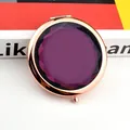 Elegant rose gold folding makeup mirror with large purple crystal faceted gemstone - Purple