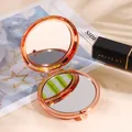 Specchio tascabile rotondo pieghevole a doppia faccia in metallo oro rosa elegante - Oro rosa