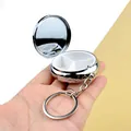 Pilulier portable en métal argenté avec trois compartiments et miroir intégré - Ronde 3 Compartiments Avec Porte-clés
