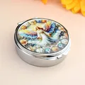 Boîte à pilules en métal avec miroir et illustration d'ange colorée de style vintage - Ange