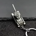 Llavero de tanque de metal creativo en plata antigua con diseño de modelo militar detallado - Color gunmetal