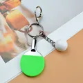 Miniature green table tennis racket keychain with white ball and silver metal hook - Green Lobster Clasp Style / Green