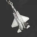 Polished silver alloy fighter jet keychain model with detailed wings and metallic ring - J-35 Fighter Jet