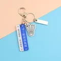 Portachiavi da badminton blu con cartello stradale e ciondoli in metallo sportivi - Segnale Prossima Fermata con Badminton e Targhetta Metallo