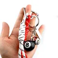 8-Ball-Billard- und Würfel-Schlüsselanhänger mit rotem Seil und silbernem Karabiner - Rot Weiß Seil - Nr 8 Ball Würfel - Mit Anhänger