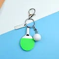 Green ping pong paddle keychain with a white ball, metal chain and lobster clasp - Green Lobster Clasp With Metal Tag Style