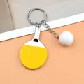 Miniature table tennis racket and ball keychain pendant with yellow rubber surface - Yellow Standard Key Ring Style