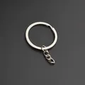 Premium silver polished flat metal key ring with small link chain for DIY keychains - 32mm Flat Ring with 3-Link Chain / Nickel