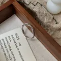 Bague torsadée en argent sterling S925 style vintage avec finition antique - Ouvert Réglable / Style de Corde Torsadée à Double Brins