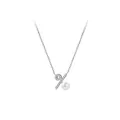 Collar de plata S925 con colgante de símbolo de porcentaje y perla natural de agua dulce - Plata 925 / Oro blanco