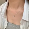 Elegant S925 silver north star necklace with star pendants on model for daily style - Silver