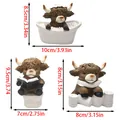 Figurines de vache des Highlands en résine pour salle de bain avec détails de taille - Collection de Salle de Bain Vache Highland