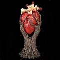 Anatomical heart resin sculpture on tree root base for medical art home decor - Heart Anatomy Model Ornament