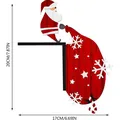 Detailed dimensions of Santa Claus door corner wood decor with size labels 20cm by 17cm - Left Side Hanging / Santa with Large Gift Bag