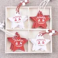 Christmas wooden star ornaments with elk patterns in a decorative gift box - Christmas Star