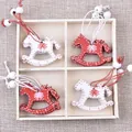 Christmas wooden rocking horse ornaments in red and white with snowflake patterns - Christmas Rocking Horse