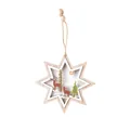 Wooden star ornament with cutout reindeer and pine trees for Christmas tree decor - Star Reindeer