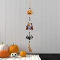 Halloween wood bead garland with cute ghost car, pumpkin, and black bat hanging ornament - Pumpkin Car Bat Style