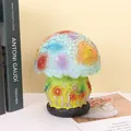 Artistic mushroom lamp with colorful 3D floral carvings and a natural garden base style - Big Foot Mushroom (WC002)