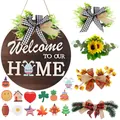 Insegna di benvenuto intercambiabile per tutte le stagioni con 12 icone festive - Set di Cartelli di Benvenuto Intercambiabili