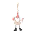Ciondolo natalizio in legno a forma di gnomo con cappello a righe e gambe a molla - Scatola Regalo Babbo Natale